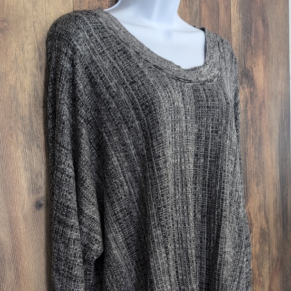 Lane Bryant Heathered Gray/Black Wide Neck Sweater 22/24